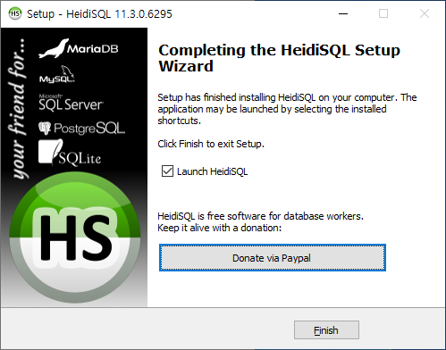 HeidiSQL 설치 완료